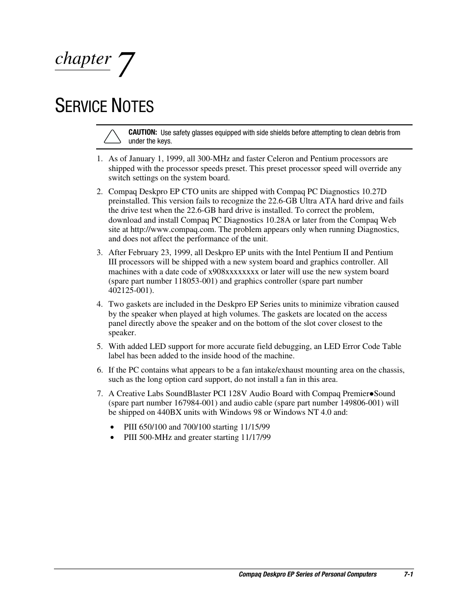 Service notes, Chapter, Ervice | Otes | Compaq EP Series User Manual | Page 122 / 126