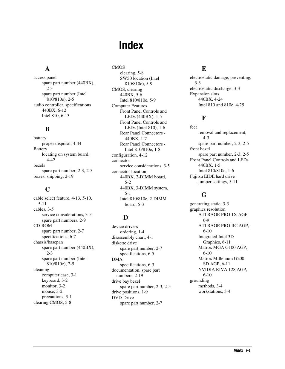 Index | Compaq EP Series User Manual | Page 123 / 126