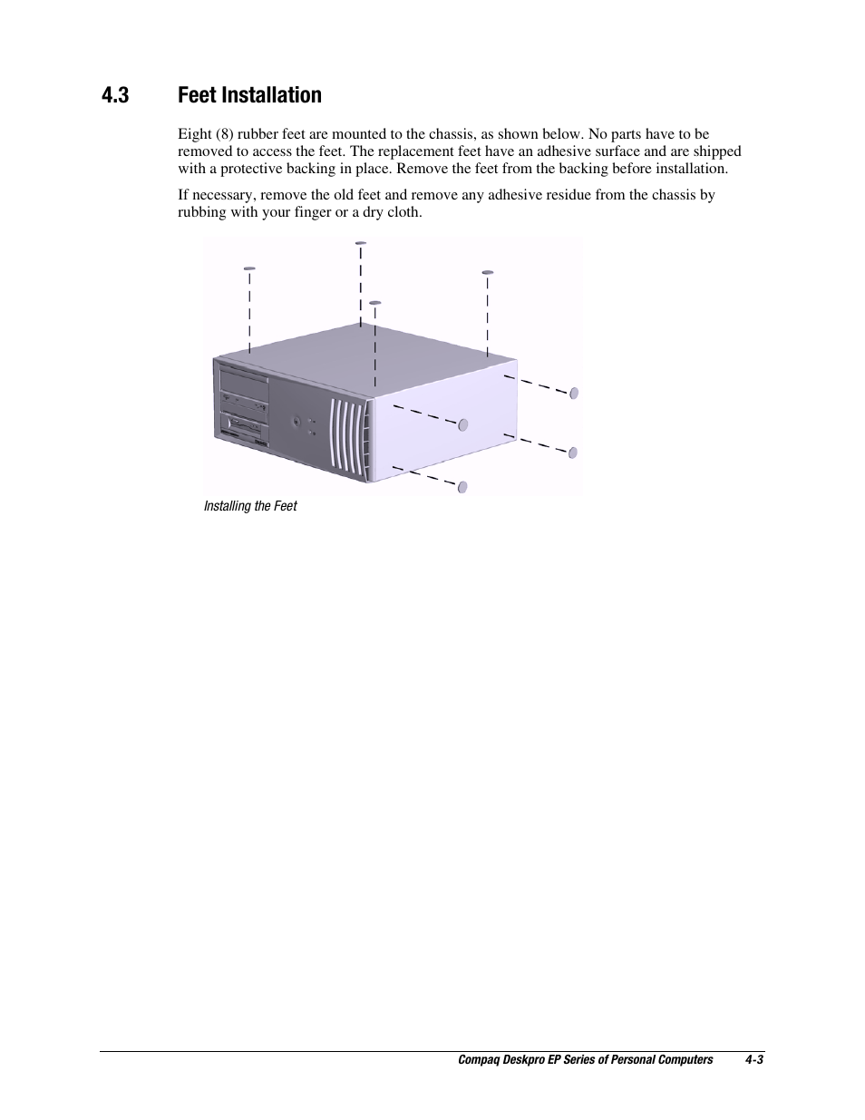 3 feet installation, Computer feet | Compaq EP Series User Manual | Page 46 / 126