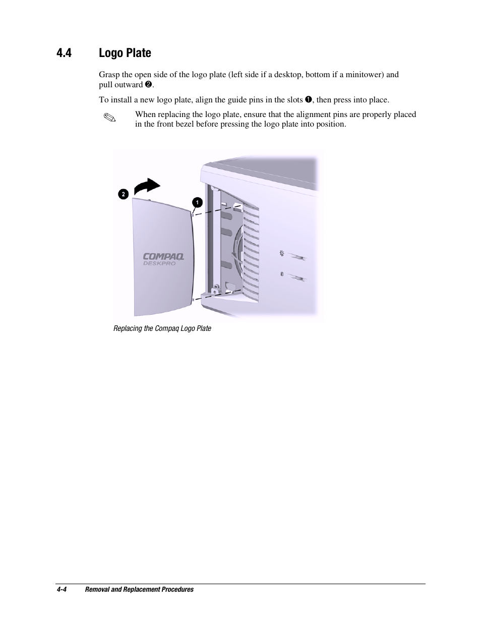 4 logo plate, Logo plate | Compaq EP Series User Manual | Page 47 / 126