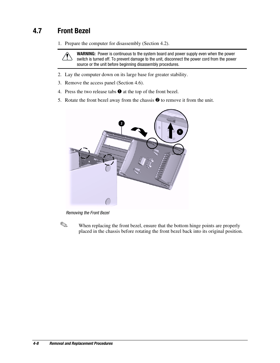 7 front bezel, Front bezel | Compaq EP Series User Manual | Page 51 / 126