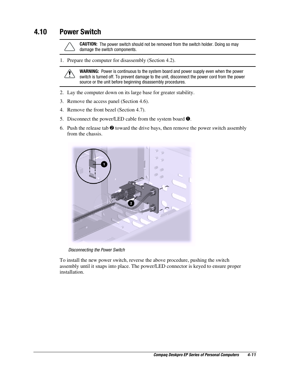 10 power switch, Power switch | Compaq EP Series User Manual | Page 54 / 126