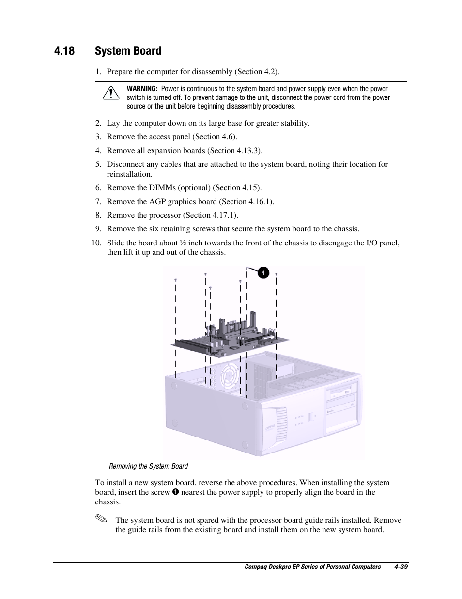 18 system board, System board | Compaq EP Series User Manual | Page 82 / 126