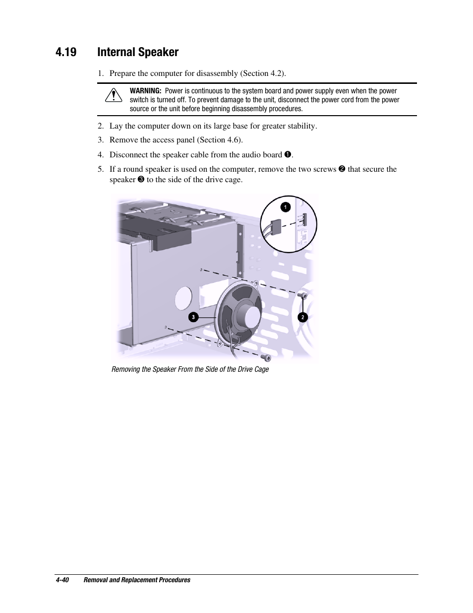 19 internal speaker, 19internal speaker | Compaq EP Series User Manual | Page 83 / 126