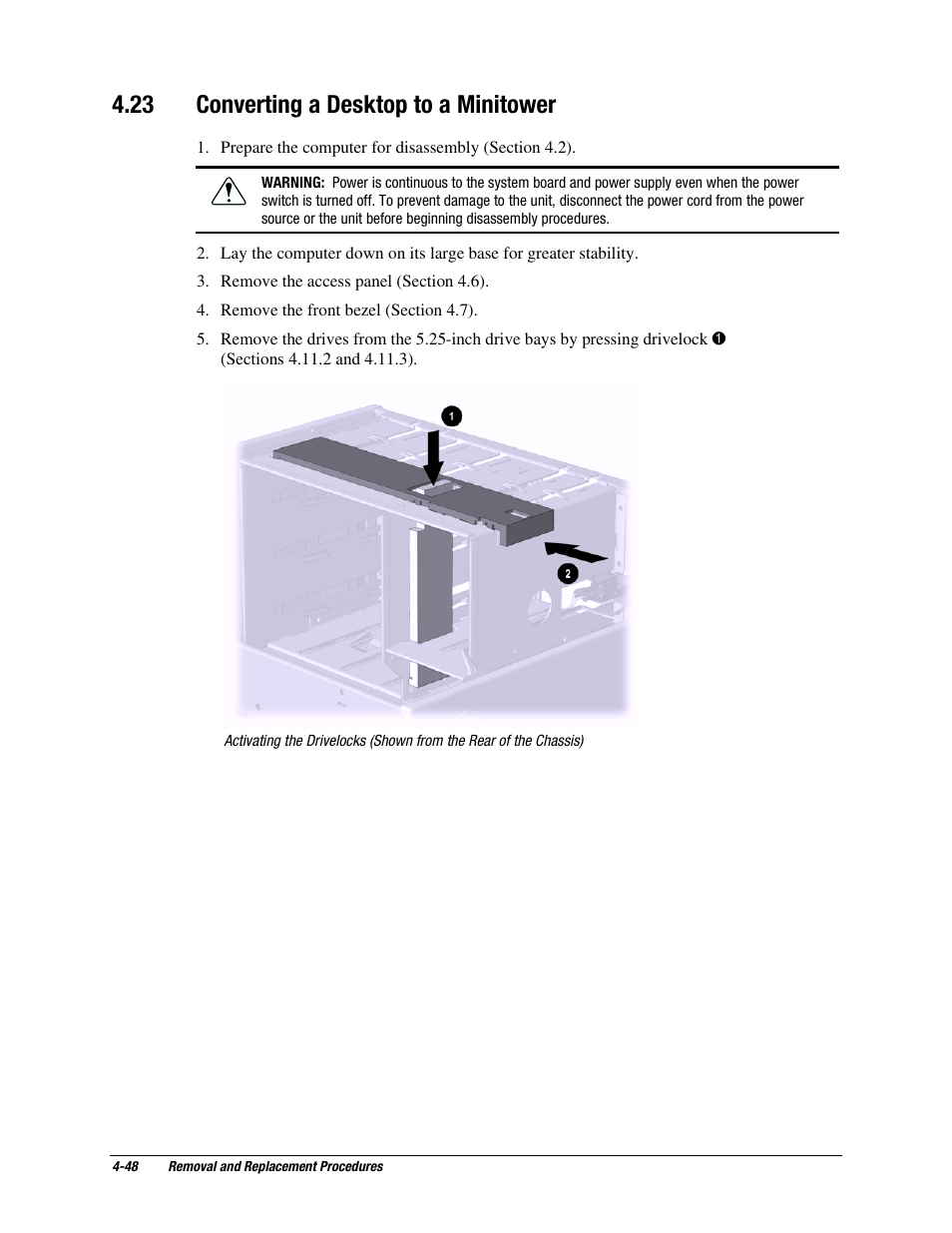 23 converting a desktop to a minitower, Converting a desktop to a minitower | Compaq EP Series User Manual | Page 91 / 126