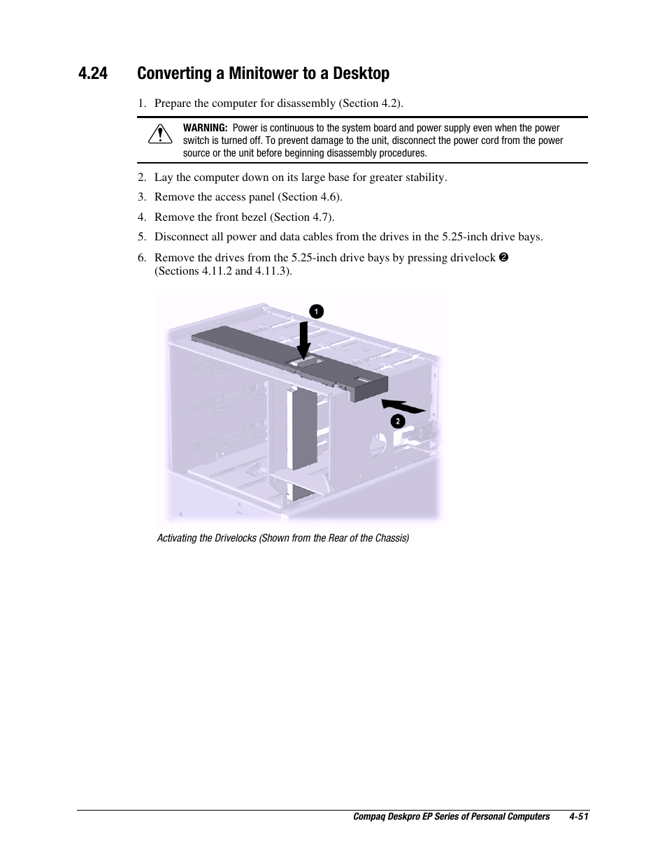 24 converting a minitower to a desktop, Converting a minitower to a desktop | Compaq EP Series User Manual | Page 94 / 126