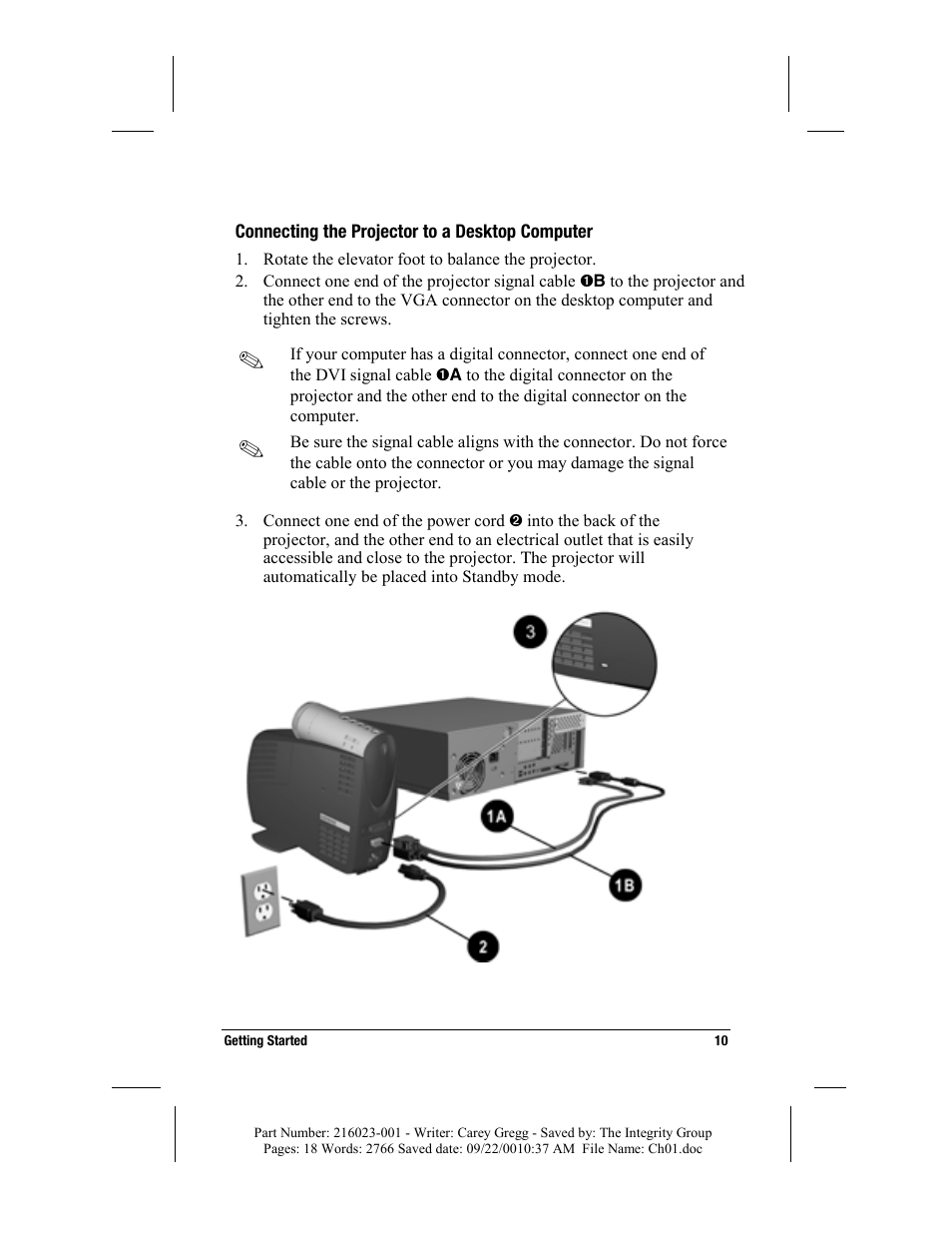 Connecting the projector to a desktop computer | Compaq MP2800 User Manual | Page 10 / 61