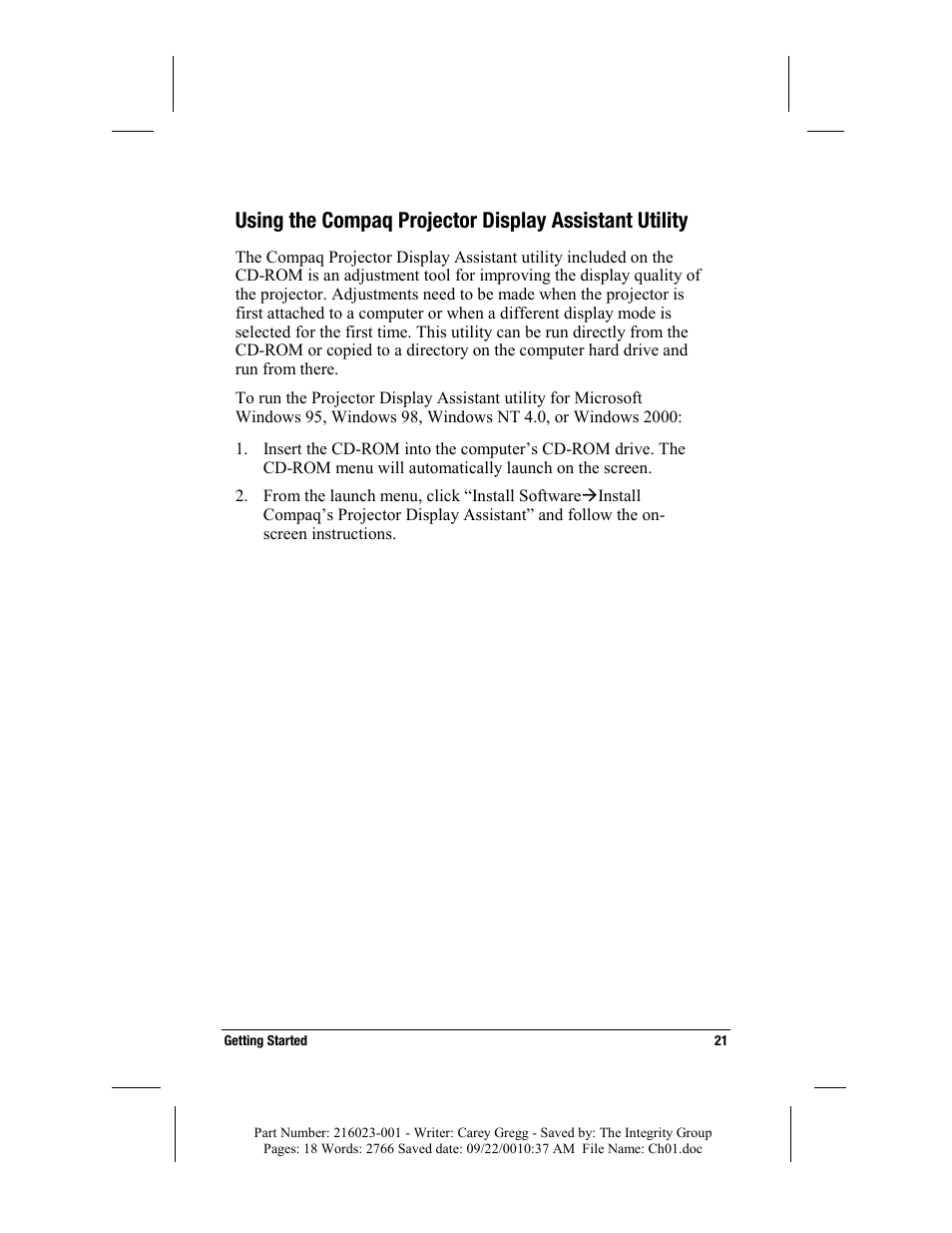 Compaq MP2800 User Manual | Page 21 / 61