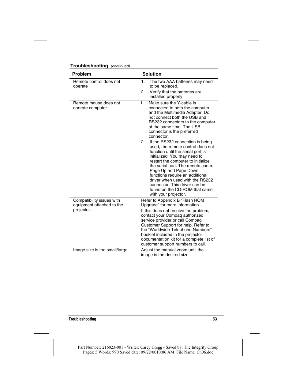 Compaq MP2800 User Manual | Page 53 / 61