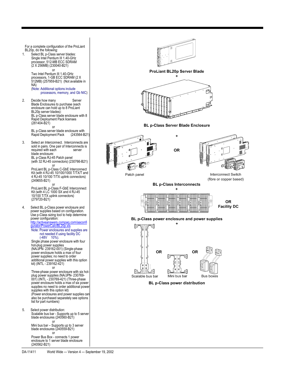 Quickspecs, Overview, Proliant bl20p and p-class system | Compaq ProLiant DA-11411 User Manual | Page 2 / 27