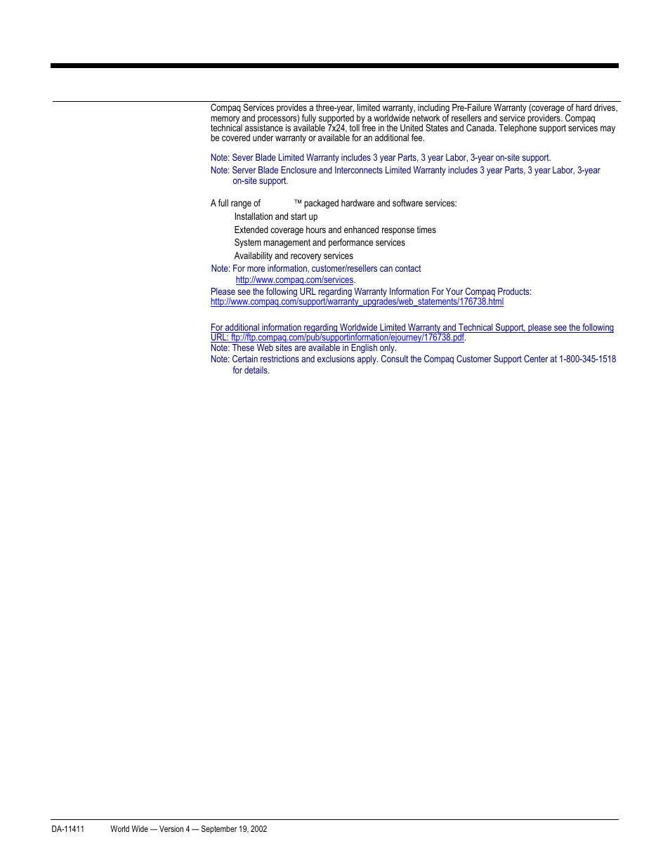 Quickspecs, Standard features, Proliant bl20p and p-class system | Compaq ProLiant DA-11411 User Manual | Page 9 / 27
