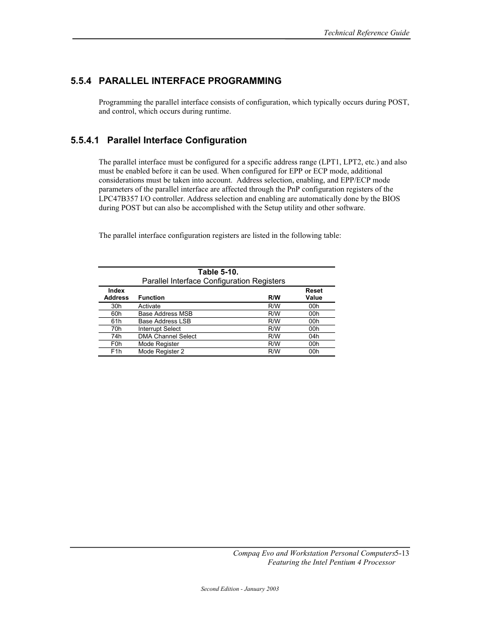 Parallel interface programming, Parallel interface configuration, 4 parallel interface programming | 1 parallel interface configuration | Compaq W4000 User Manual | Page 100 / 229