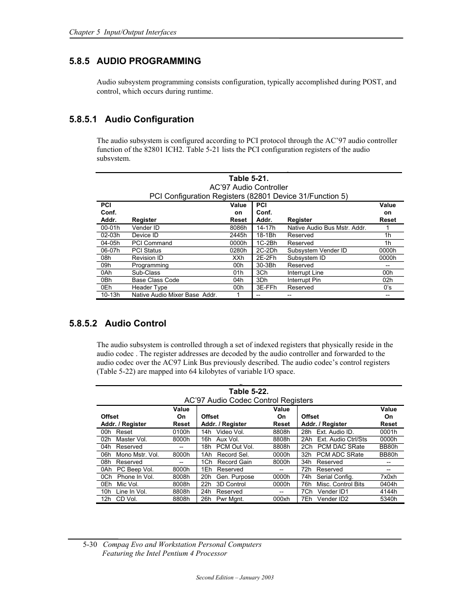 Audio programming, Audio configuration, Audio control | 5 audio programming, 1 audio configuration, 2 audio control | Compaq W4000 User Manual | Page 117 / 229