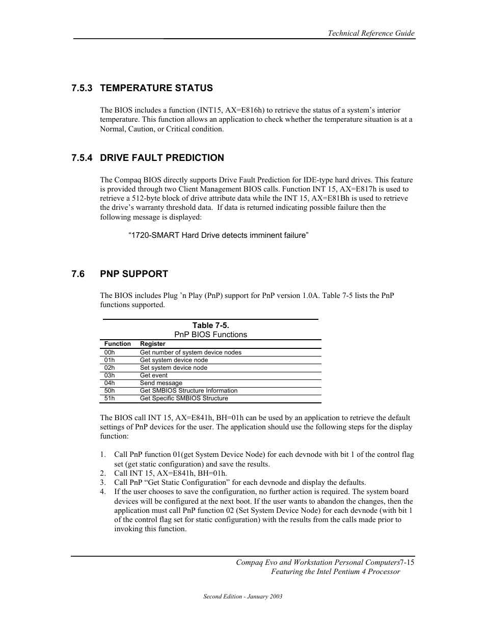 Temperature status, Drive fault prediction, Pnp support | 3 temperature status, 4 drive fault prediction, 6 pnp support | Compaq W4000 User Manual | Page 152 / 229