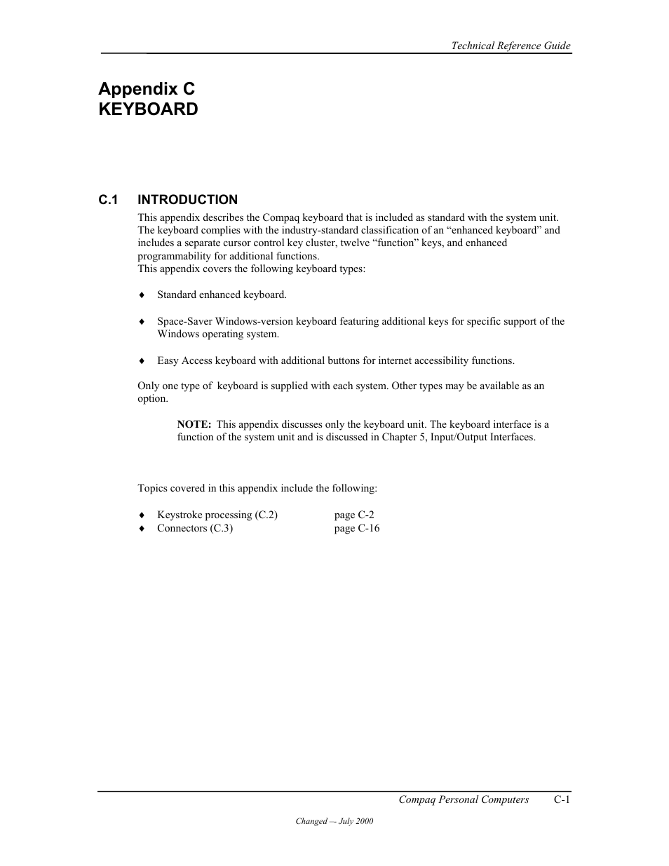 Appendix c keyboard | Compaq W4000 User Manual | Page 176 / 229