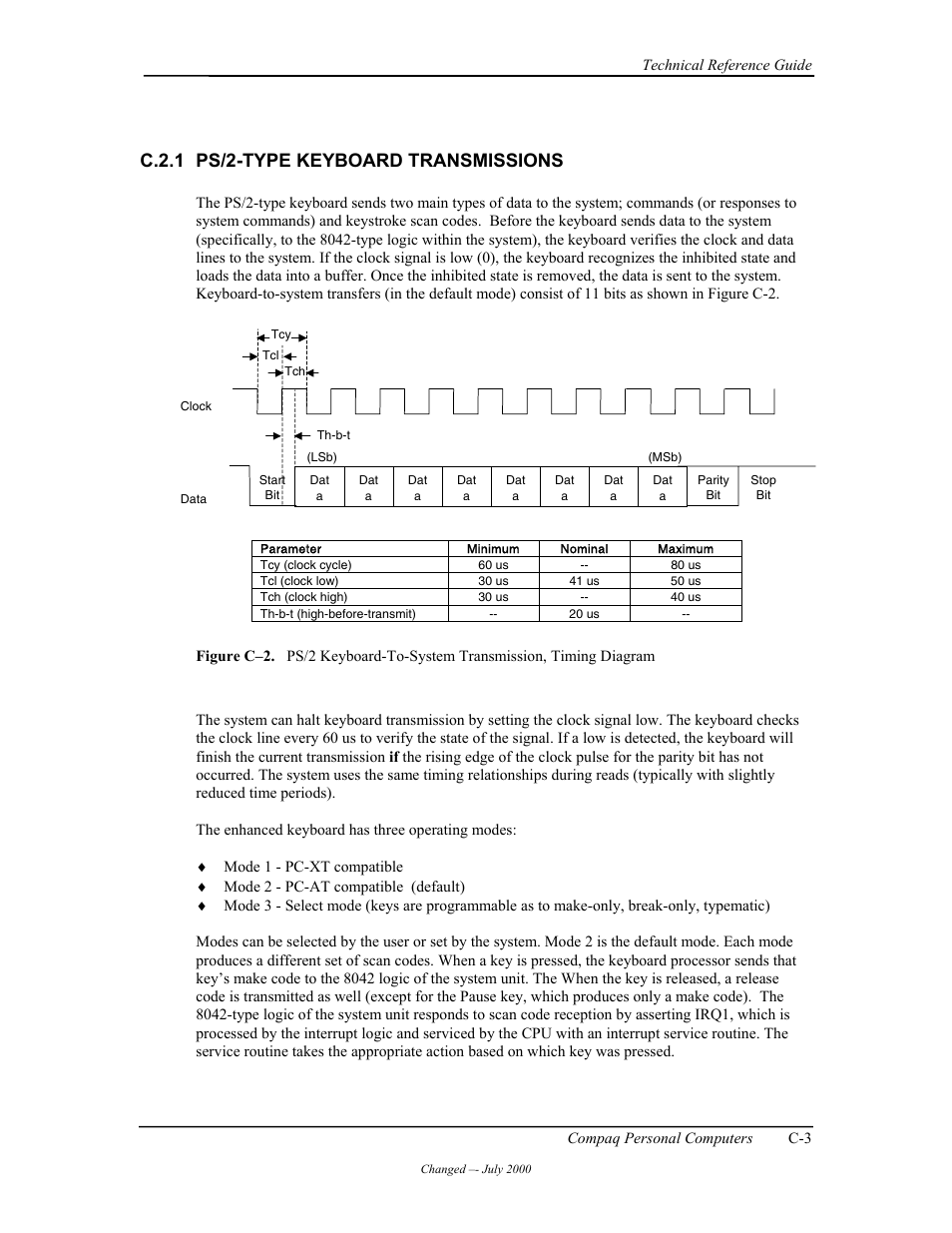 C.2.1 ps/2-type keyboard transmissions | Compaq W4000 User Manual | Page 178 / 229