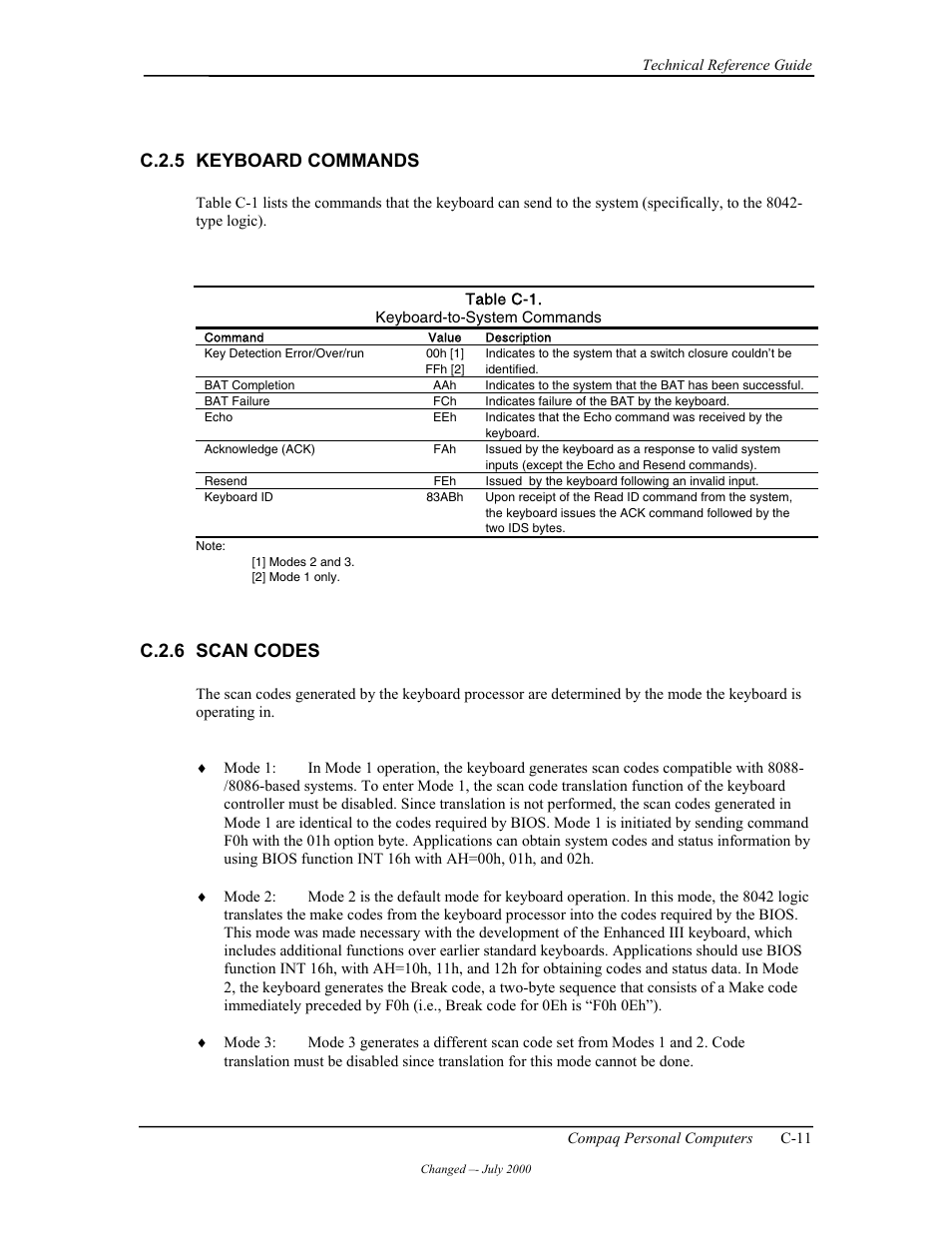 C.2.5 keyboard commands, C.2.6 scan codes | Compaq W4000 User Manual | Page 186 / 229