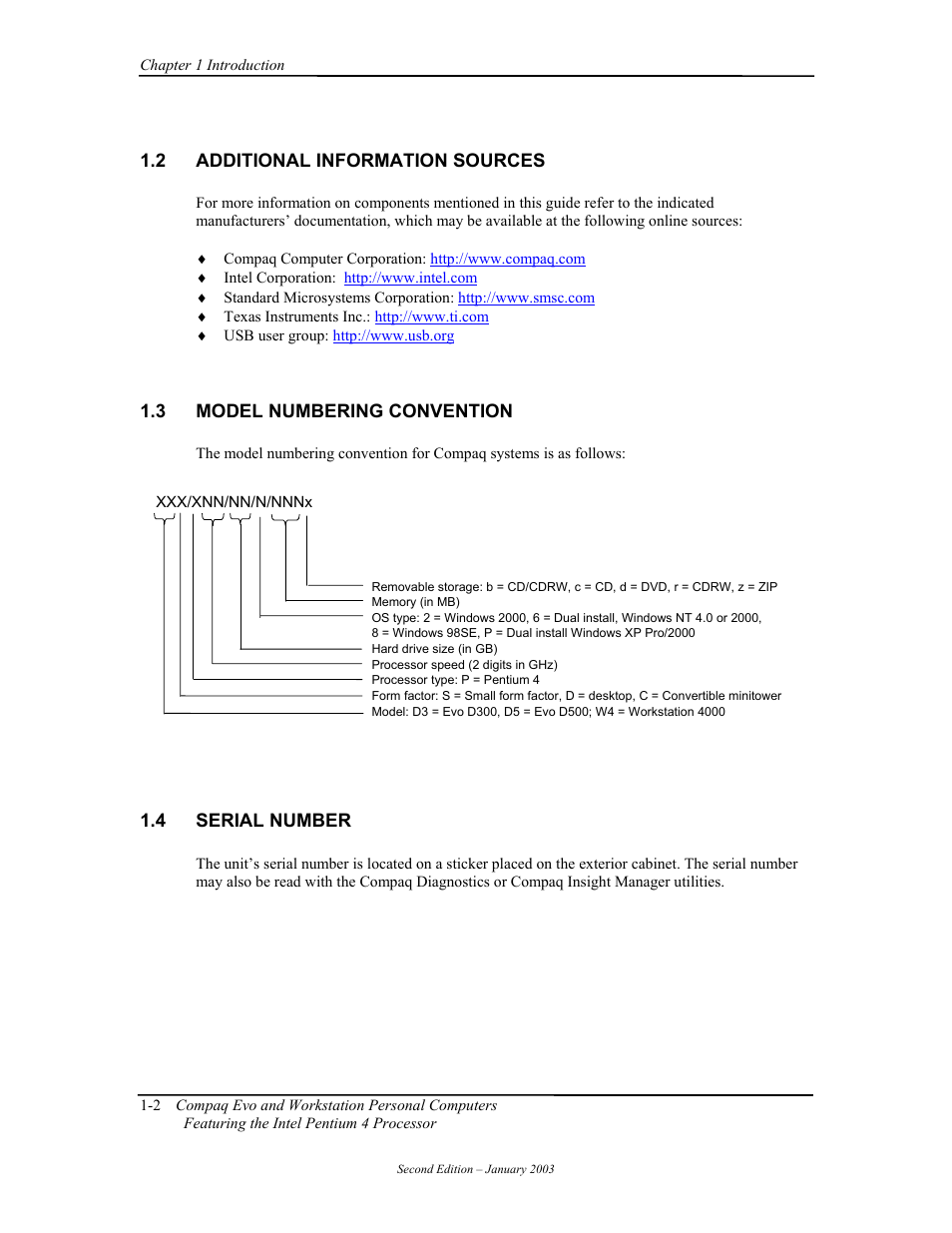 Additional information sources, Model numbering convention, Serial number | Compaq W4000 User Manual | Page 20 / 229