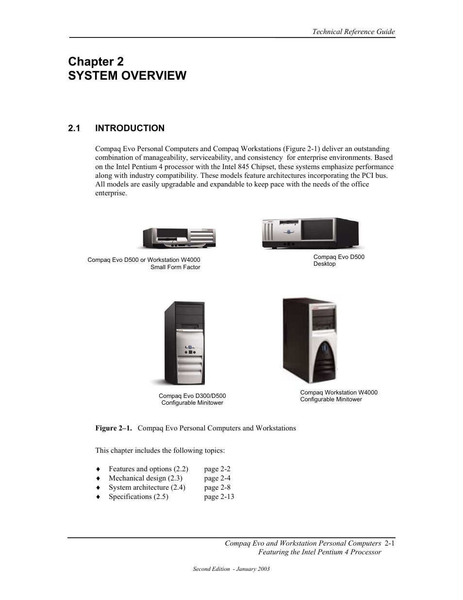 Chapter 2 system overview, Introduction | Compaq W4000 User Manual | Page 27 / 229