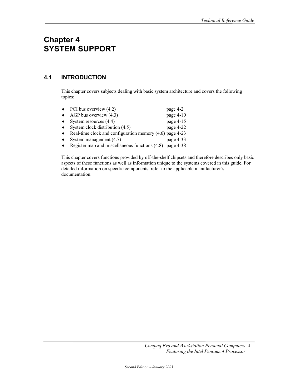 Chapter 4 system support, Introduction | Compaq W4000 User Manual | Page 55 / 229