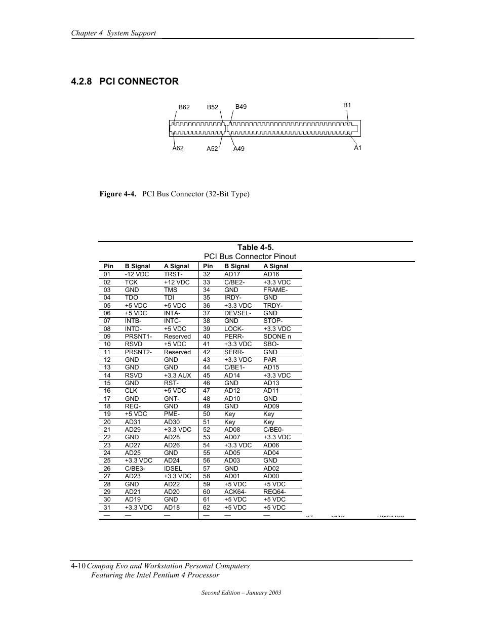 Pci connector, 8 pci connector | Compaq W4000 User Manual | Page 64 / 229