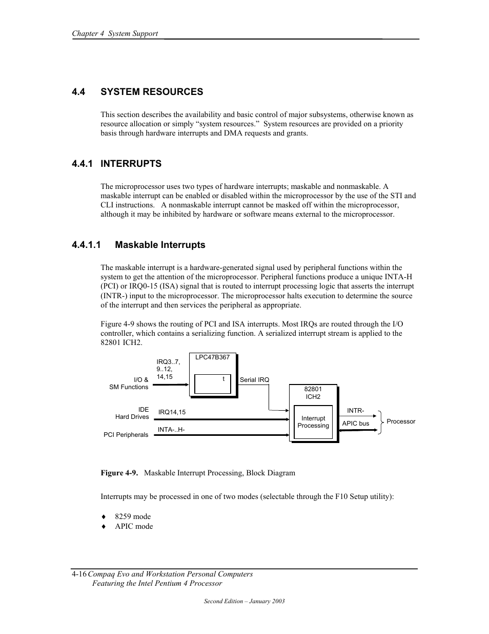 System resources, Interrupts, Maskable interrupts | Compaq W4000 User Manual | Page 70 / 229