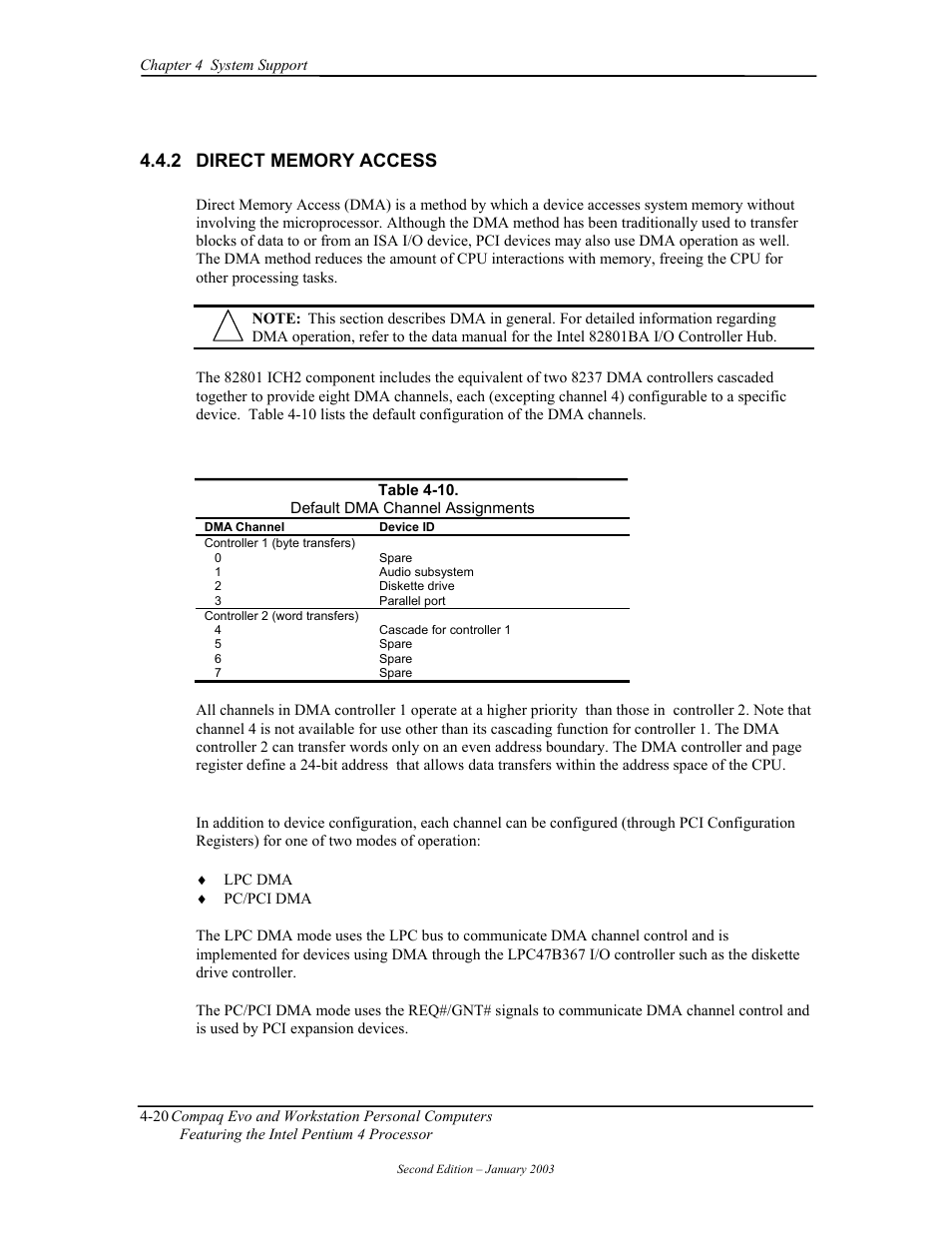 Direct memory access | Compaq W4000 User Manual | Page 74 / 229