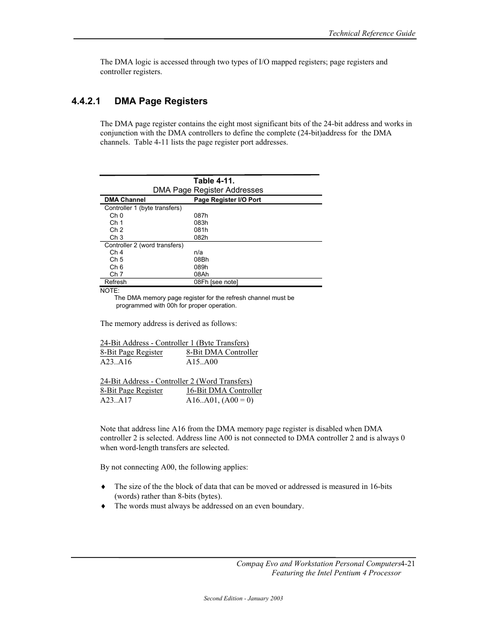 Dma page registers | Compaq W4000 User Manual | Page 75 / 229