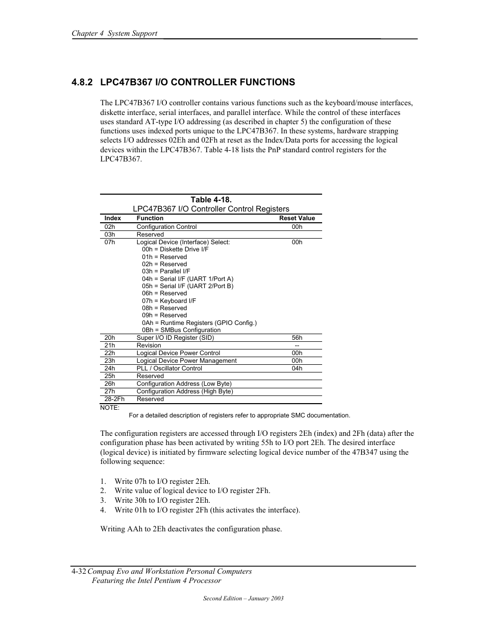 Lpc47b367 i/o controller functions | Compaq W4000 User Manual | Page 86 / 229