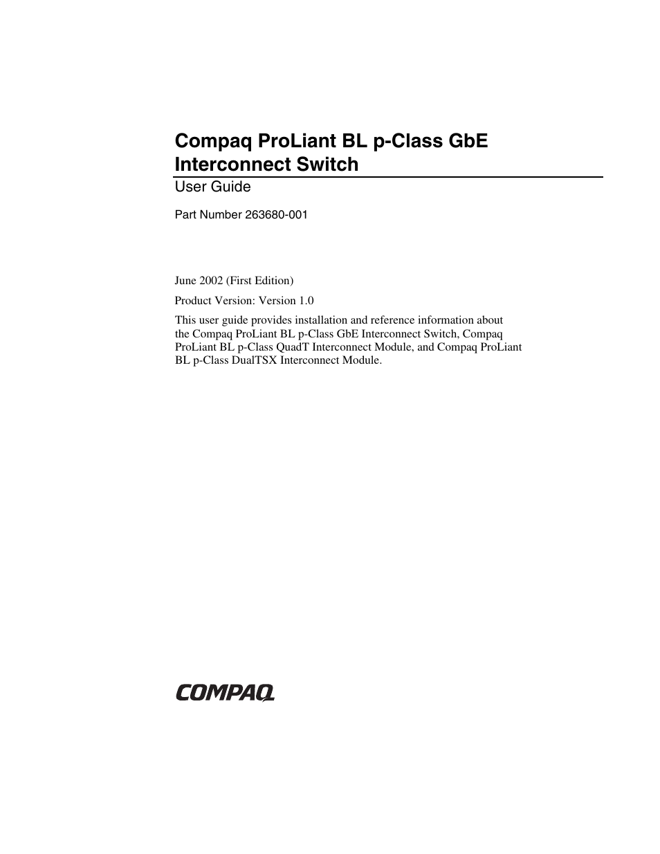 Compaq ProLiant Interconnect Switch User Manual | 207 pages