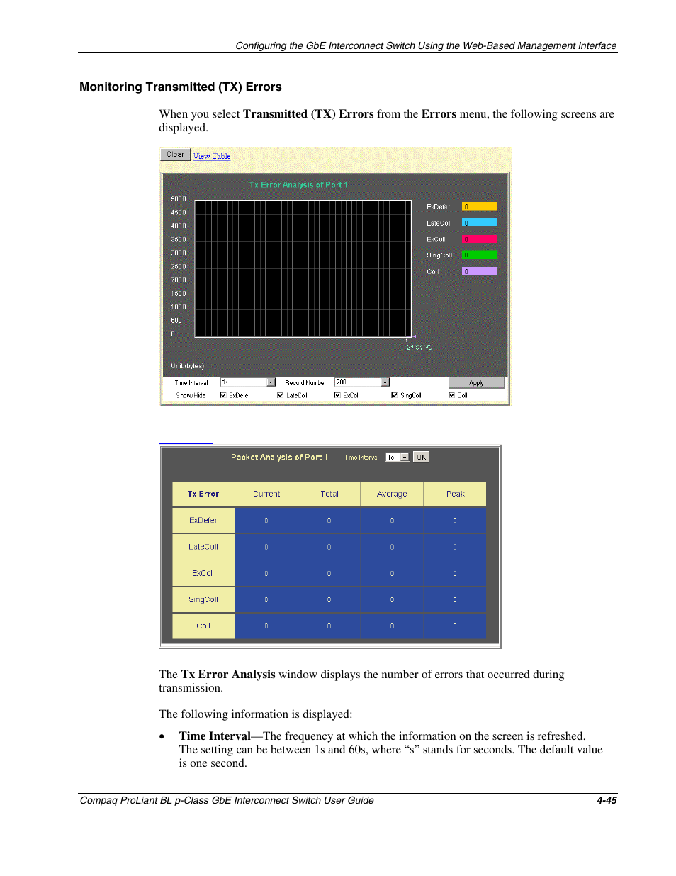 Monitoring transmitted (tx) errors | Compaq ProLiant Interconnect Switch User Manual | Page 141 / 207