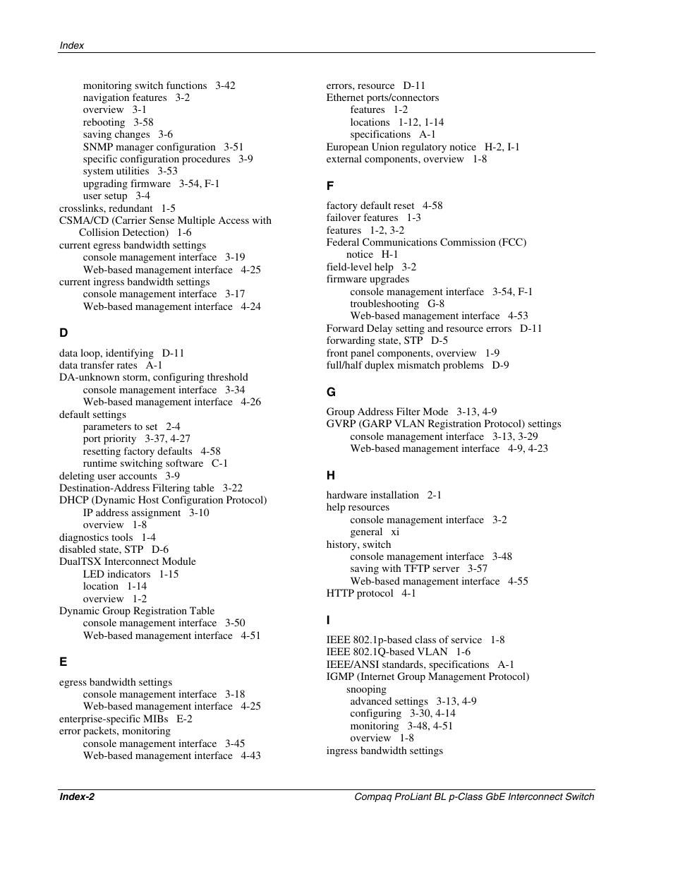 Compaq ProLiant Interconnect Switch User Manual | Page 204 / 207