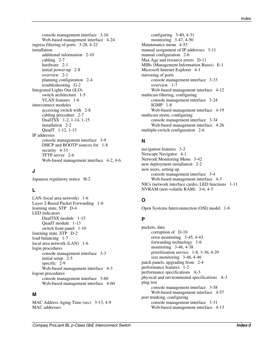 Compaq ProLiant Interconnect Switch User Manual | Page 205 / 207