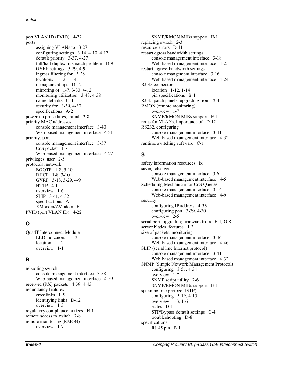 Compaq ProLiant Interconnect Switch User Manual | Page 206 / 207