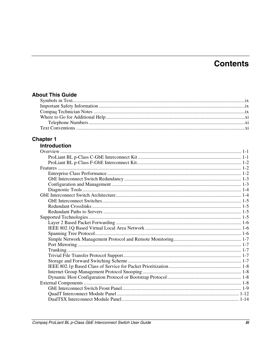 Compaq ProLiant Interconnect Switch User Manual | Page 3 / 207