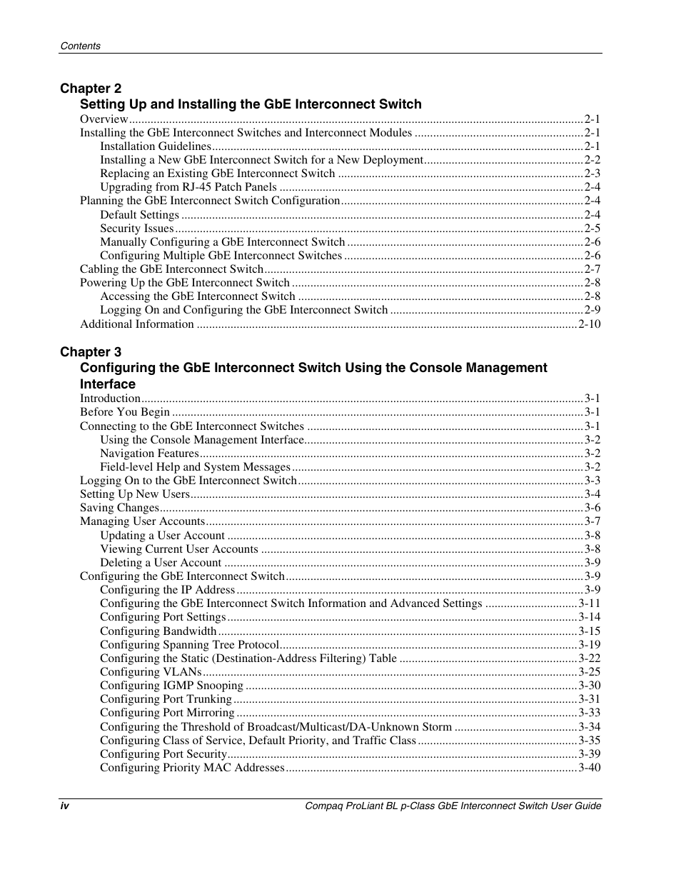 Compaq ProLiant Interconnect Switch User Manual | Page 4 / 207