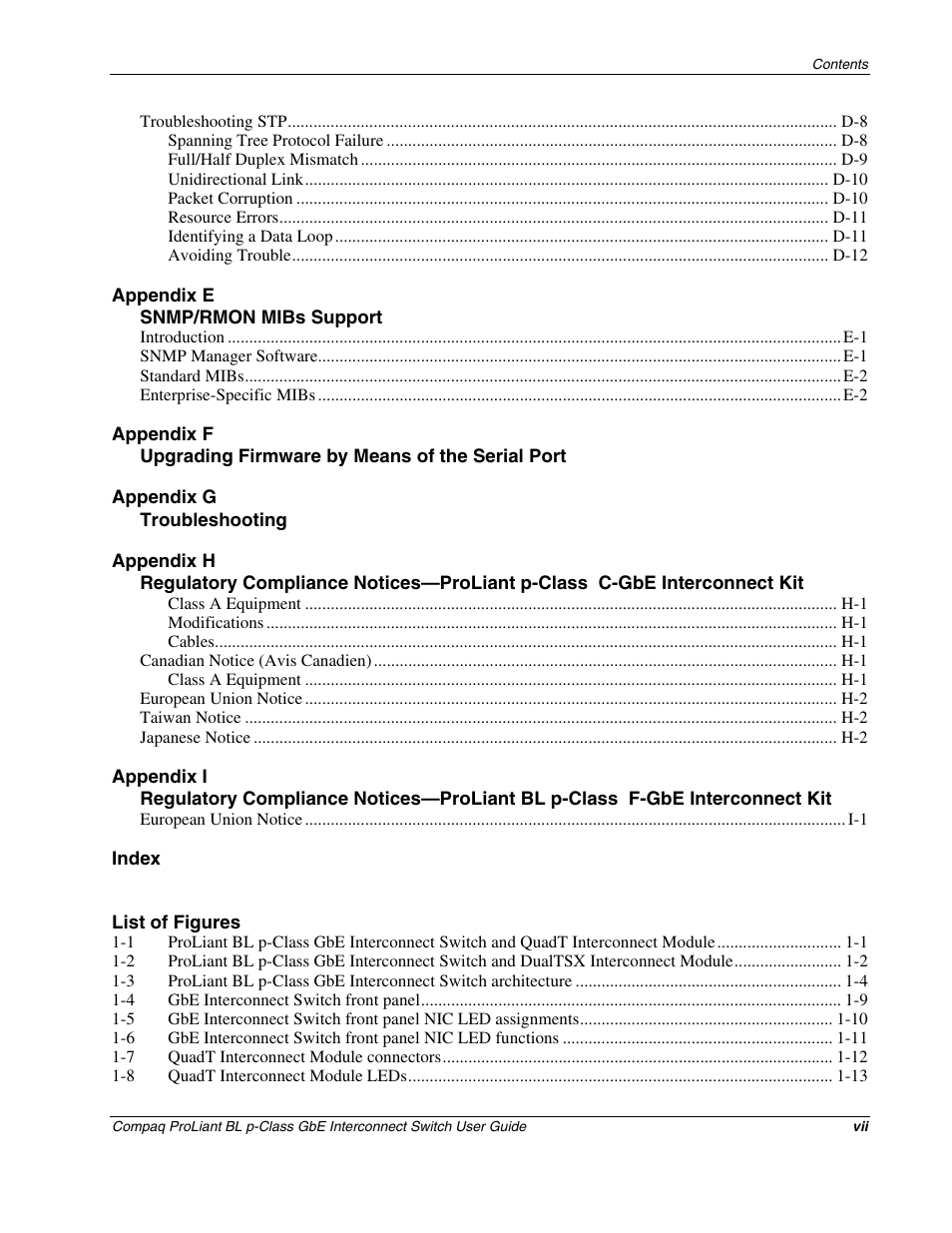 Compaq ProLiant Interconnect Switch User Manual | Page 7 / 207