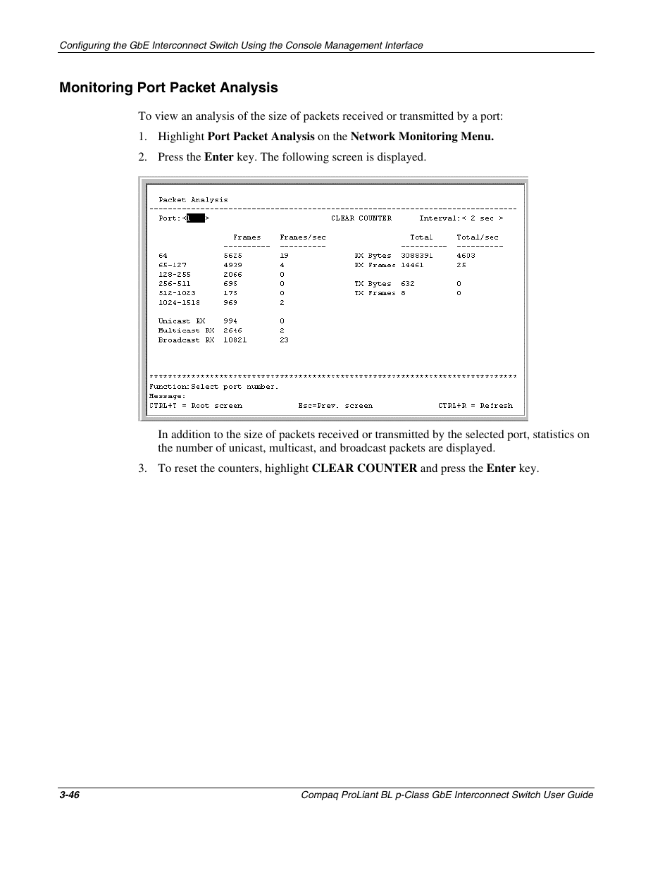 Monitoring port packet analysis, Monitoring port packet analysis -46 | Compaq ProLiant Interconnect Switch User Manual | Page 82 / 207
