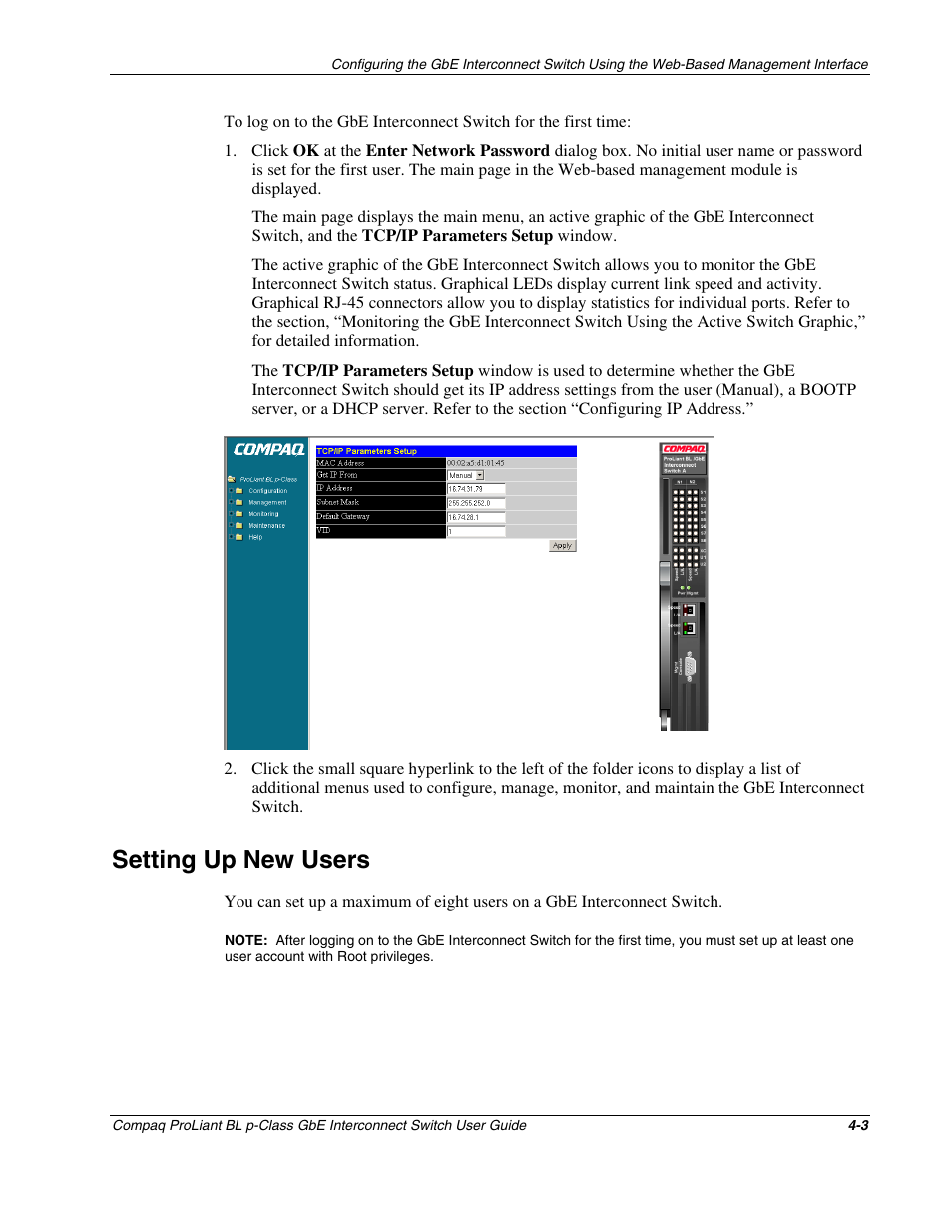 Setting up new users, Setting up new users -3 | Compaq ProLiant Interconnect Switch User Manual | Page 99 / 207