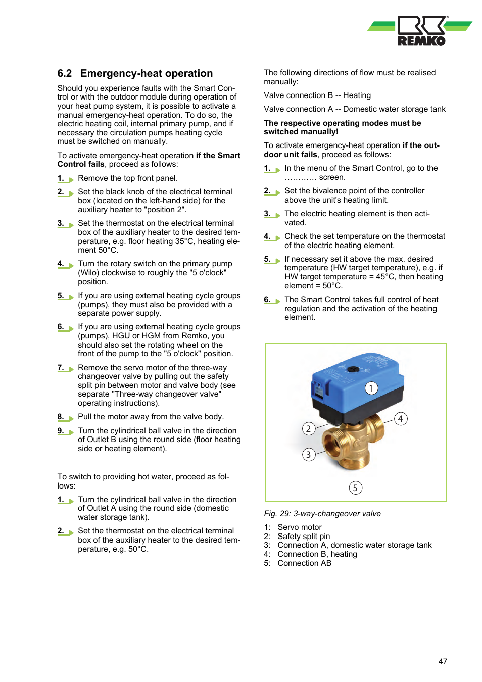 2 emergency-heat operation | REMKO HTS 90 ALU User Manual | Page 47 / 76