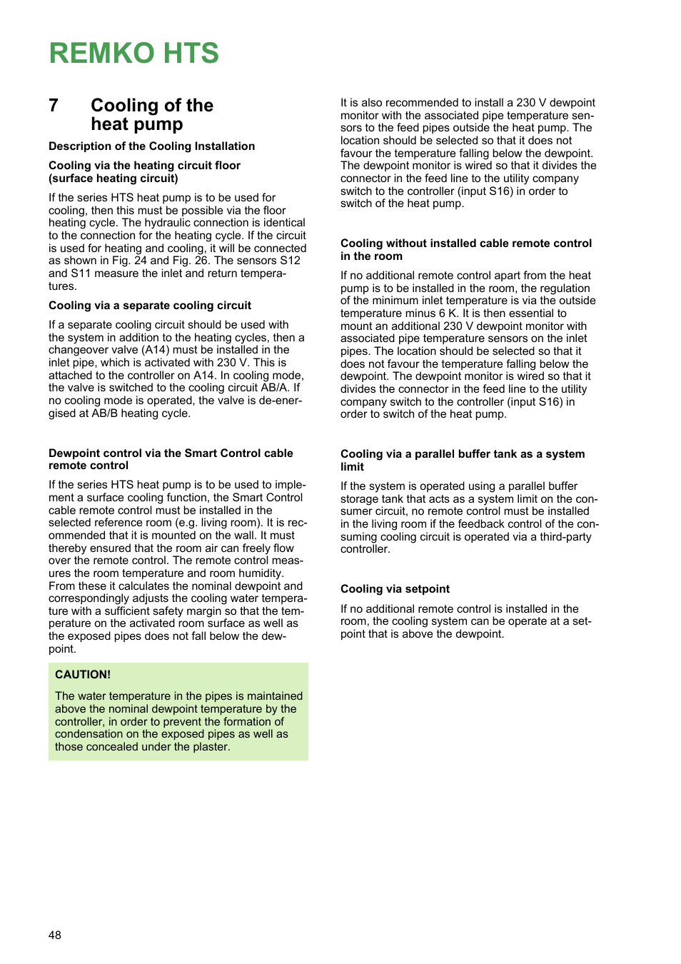 7 cooling of the heat pump, Cooling of the heat pump, Remko hts | 7cooling of the heat pump | REMKO HTS 90 ALU User Manual | Page 48 / 76