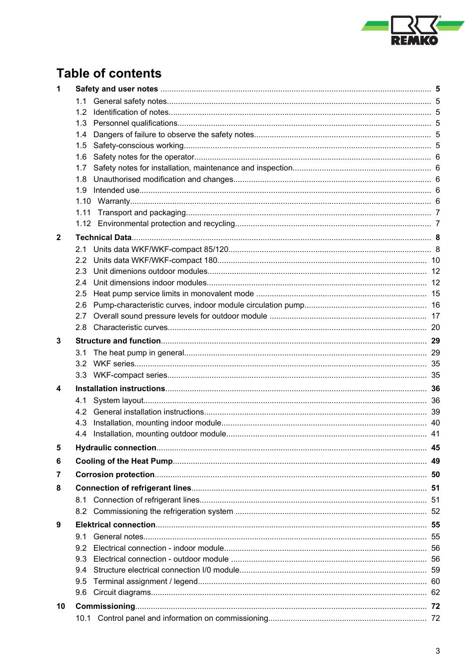 REMKO WKF 85 User Manual | Page 3 / 96