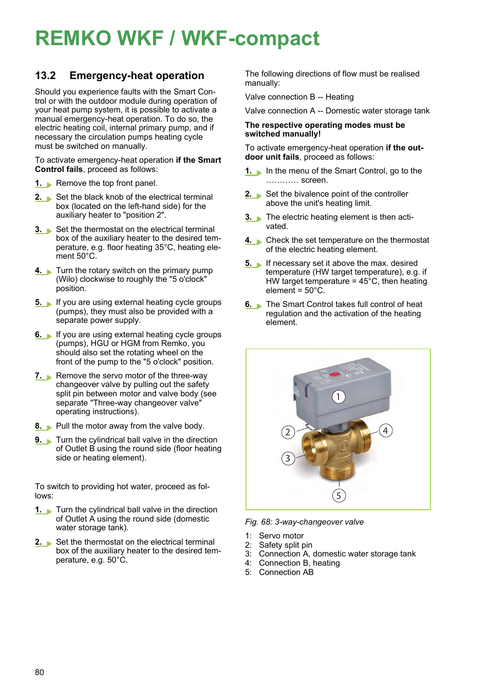 2 emergency-heat operation, Remko wkf / wkf-compact, Emergency-heat operation | REMKO WKF 85 User Manual | Page 80 / 96