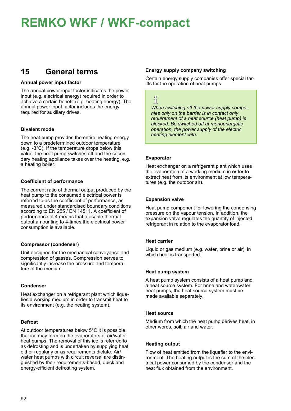 15 general terms, General terms, Remko wkf / wkf-compact | REMKO WKF 85 User Manual | Page 92 / 96