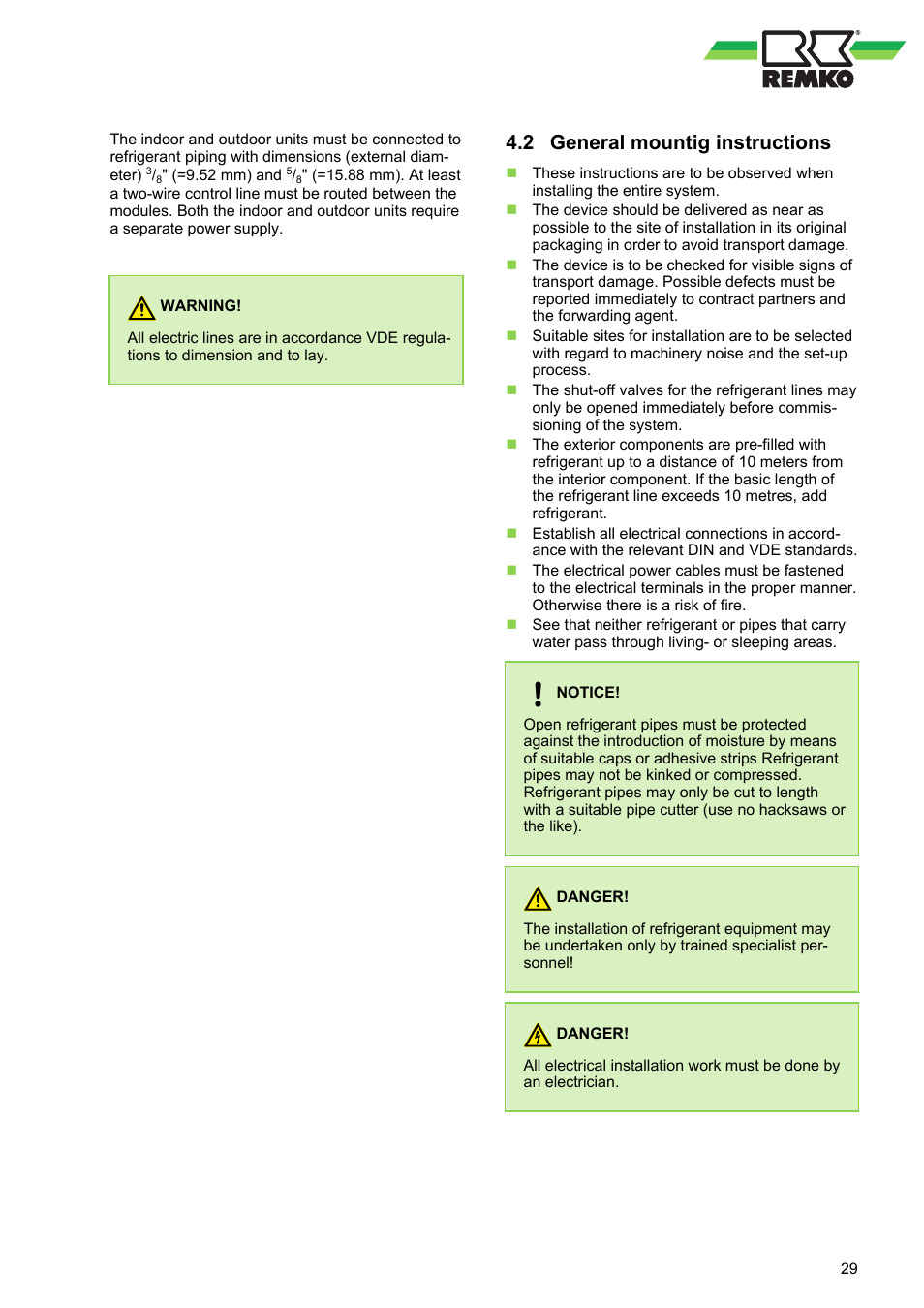2 general mountig instructions, General mountig instructions | REMKO WKF 120 Duo User Manual | Page 29 / 64