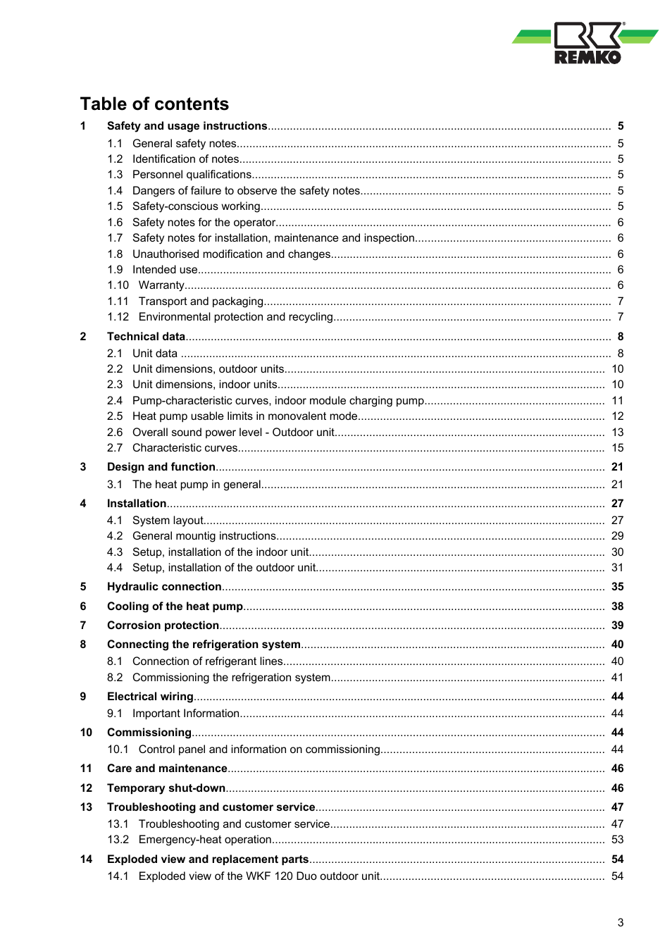 REMKO WKF 120 Duo User Manual | Page 3 / 64