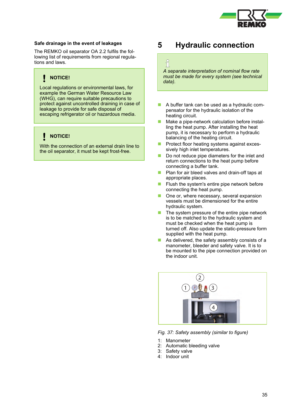 5 hydraulic connection, Hydraulic connection | REMKO WKF 120 Duo User Manual | Page 35 / 64