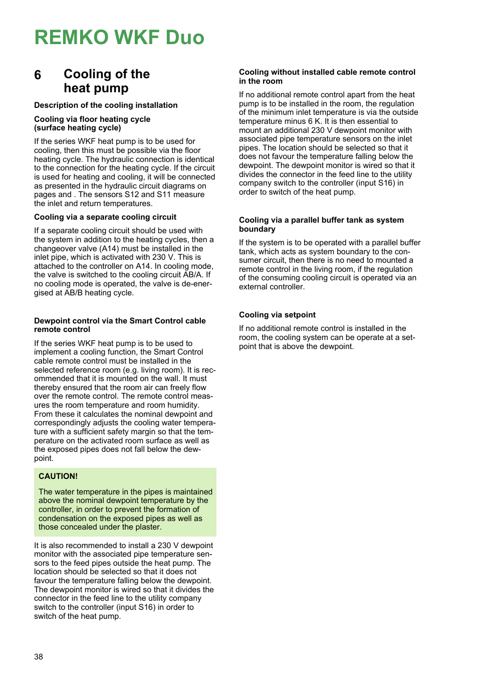 6 cooling of the heat pump, Cooling of the heat pump, Remko wkf duo | REMKO WKF 120 Duo User Manual | Page 38 / 64