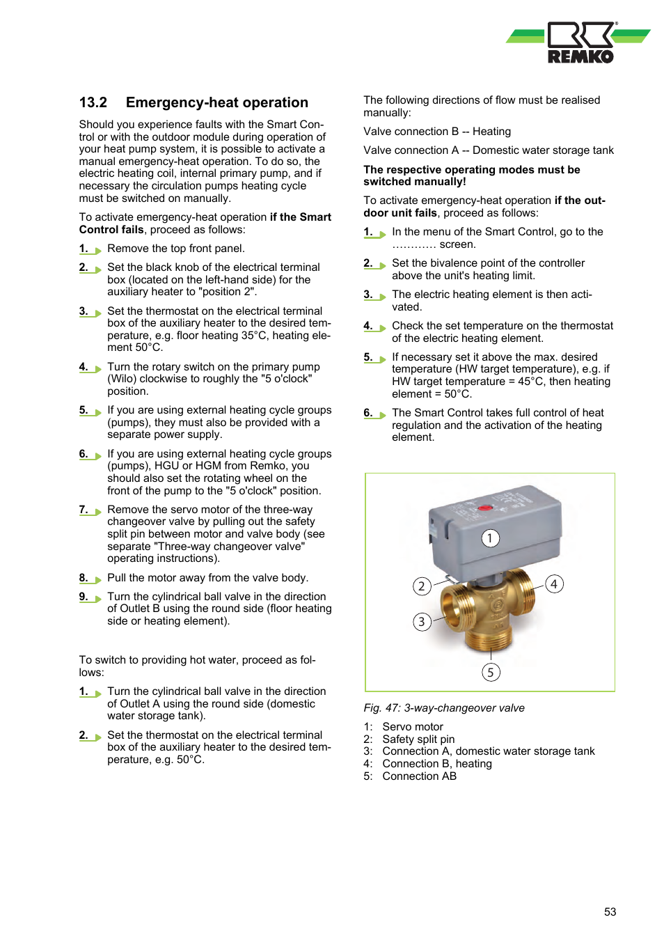 2 emergency-heat operation, Emergency-heat operation | REMKO WKF 120 Duo User Manual | Page 53 / 64