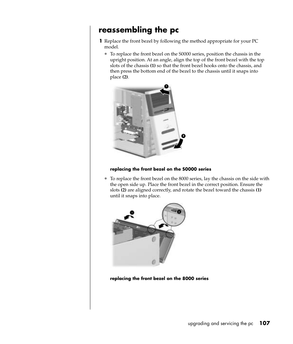 Reassembling the pc | Compaq PRESARIO S0000 User Manual | Page 114 / 123